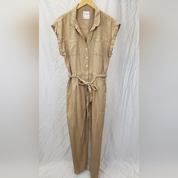 Abercrombie & Fitch Belted Utility Tan Jumpsuit Size Large Tall - Picture 2 of 11
